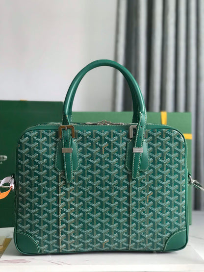 PORTE-DOCUMENTS AMBASSADE 35 EN TOILE GOYARDINE VERTE
