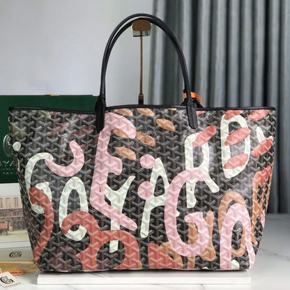 SAINT LOUIS GM BAG 40 IN PINK LETTRES CAMOUFLAGE GOYARDINE CANVAS