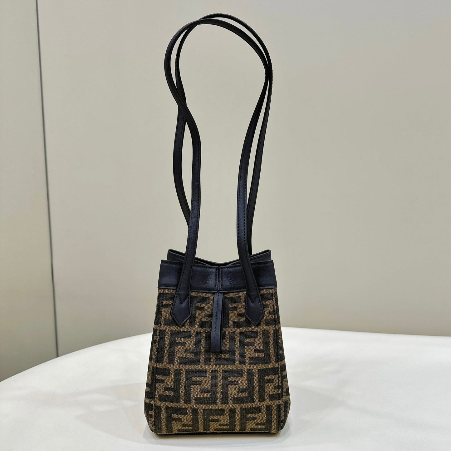フェンディ オリガミ ミニ 19 ブラウンミックス ブラック FF ジャカードファブリック バッグ