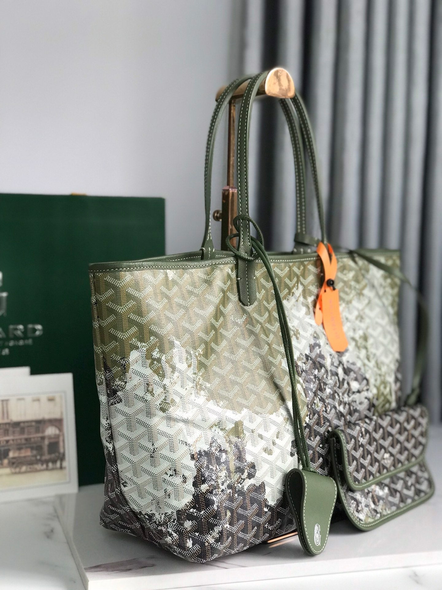 SAC SAINT LOUIS PM 34 EN TOILE GOYARDINE VERT MIX NOIR