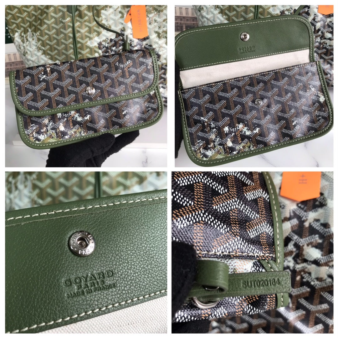 SAC SAINT LOUIS PM 34 EN TOILE GOYARDINE VERT MIX NOIR