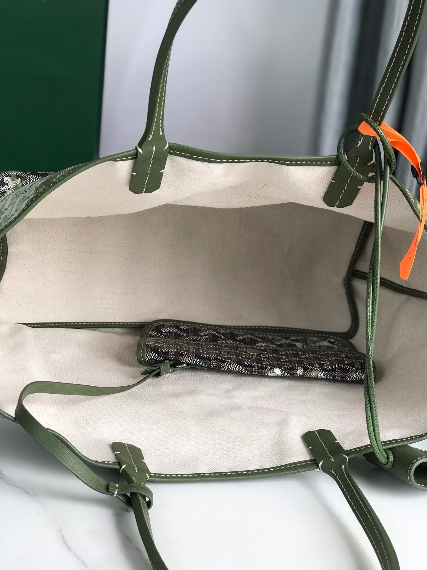 SAC SAINT LOUIS PM 34 EN TOILE GOYARDINE VERT MIX NOIR