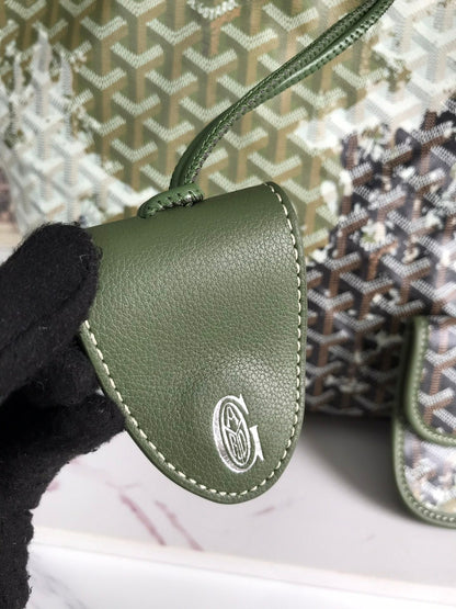 SAC SAINT LOUIS PM 34 EN TOILE GOYARDINE VERT MIX NOIR