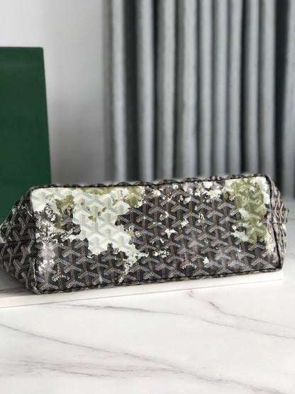 SAC SAINT LOUIS PM 34 EN TOILE GOYARDINE VERT MIX NOIR