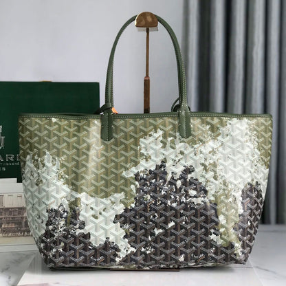 SAC SAINT LOUIS PM 34 EN TOILE GOYARDINE VERT MIX NOIR