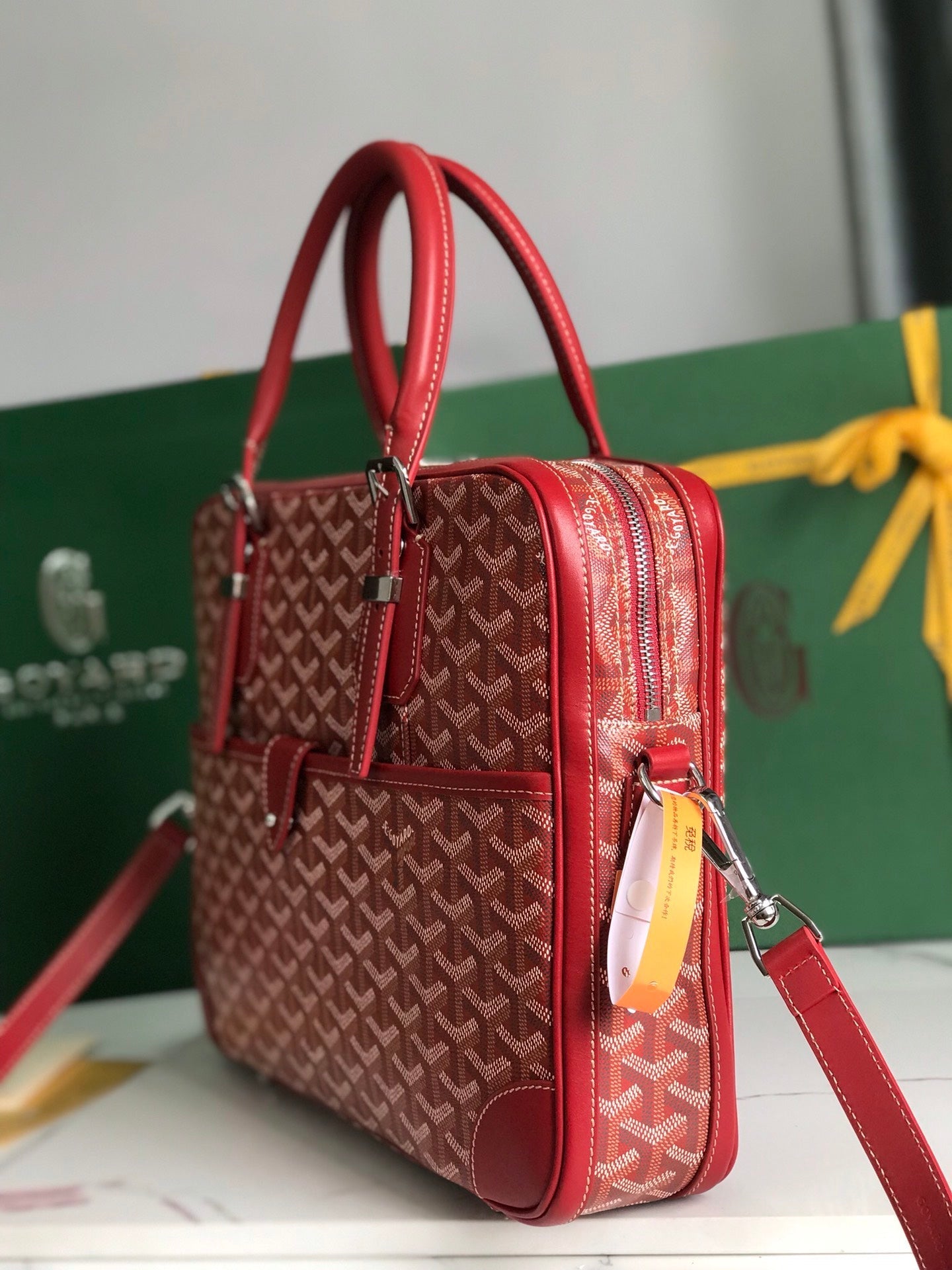 PORTE-DOCUMENT AMBASSADE 35 EN TOILE CLASSIQUE GOYARDINE ROUGE