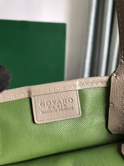 SAC POITIERS CLAIRE-VOIE 24 EN TOILE GOYARDINE MÉLANGÉE GRIS VERT ET CUIR DE VEAU