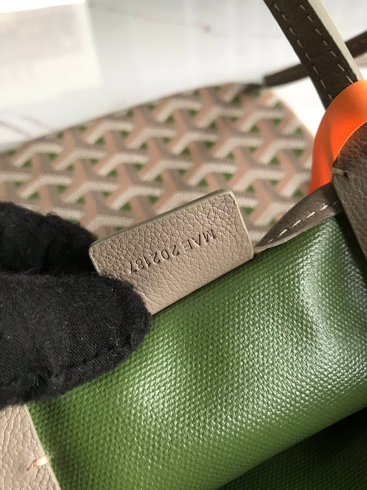 SAC POITIERS CLAIRE-VOIE 24 EN TOILE GOYARDINE MÉLANGÉE GRIS VERT ET CUIR DE VEAU