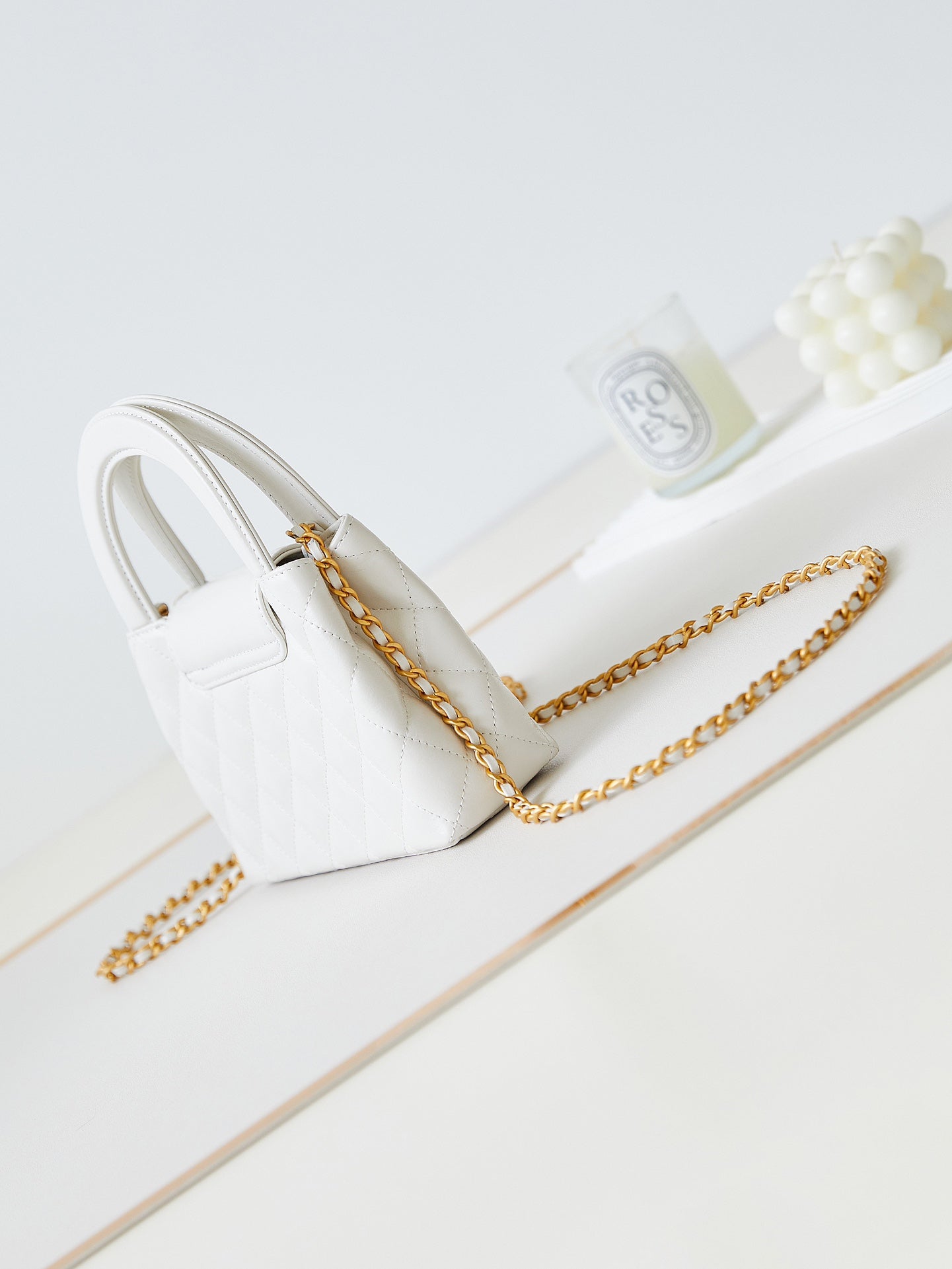 cc 24a ナノ 19cm ケリー ショッパーバッグ ホワイト ラムスキン