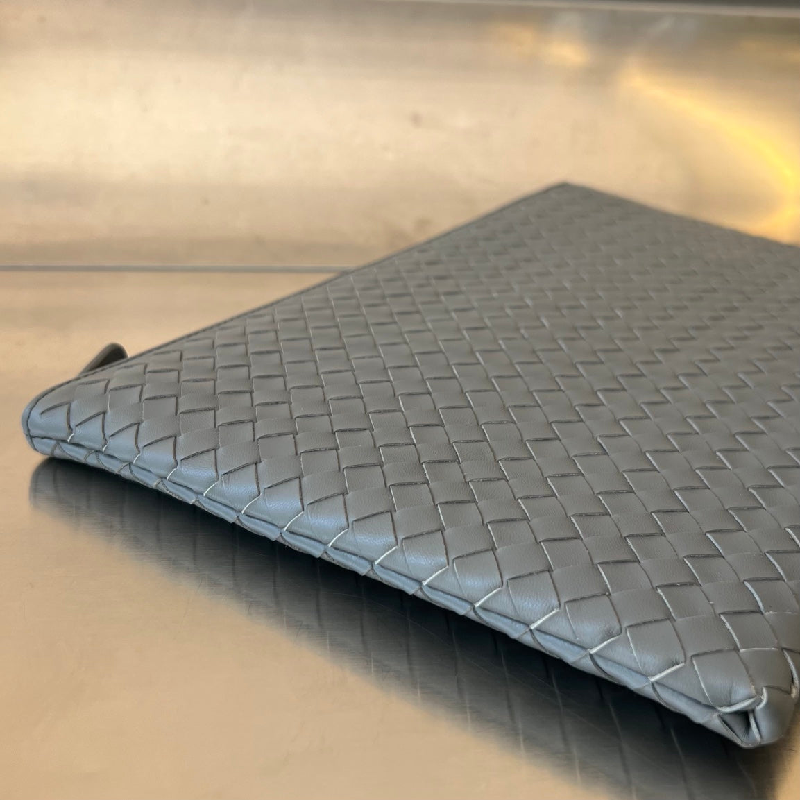 INTRECCIATO 30 EN CUIR D'AGNEAU GRIS ACIER