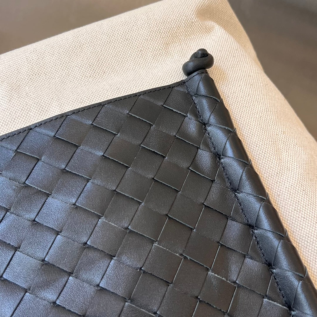 SAC CABAS PORTELLO 41 EN CUIR DE VEAU NOIR ET TOILE BLANCHE