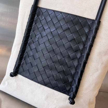 SAC CABAS PORTELLO 41 EN CUIR DE VEAU NOIR ET TOILE BLANCHE