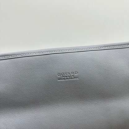 SAC À DOS LEGER 37 EN TOILE GOYARDINE GRISE AVEC BORDURES EN CUIR DE VEAU
