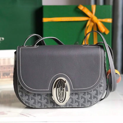 233 SAC 25 EN CUIR DE VEAU GRIS ET TOILE GOYARDINE