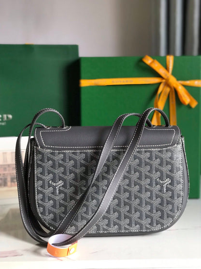 233 SAC 25 EN CUIR DE VEAU GRIS ET TOILE GOYARDINE