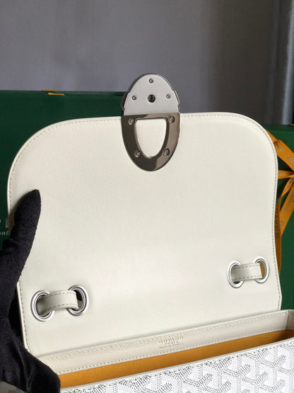 233 SAC 25 EN CUIR DE VEAU BLANC ET TOILE GOYARDINE
