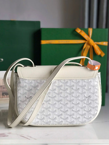 233 SAC 25 EN CUIR DE VEAU BLANC ET TOILE GOYARDINE