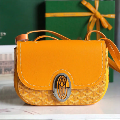233 SAC 25 EN CUIR DE VEAU JAUNE ET TOILE GOYARDINE
