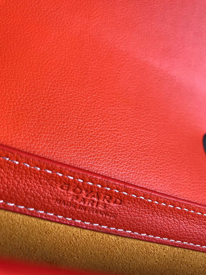 233 SAC 25 EN CUIR DE VEAU ORANGE ET TOILE GOYARDINE