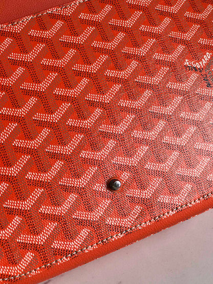 233 SAC 25 EN CUIR DE VEAU ORANGE ET TOILE GOYARDINE