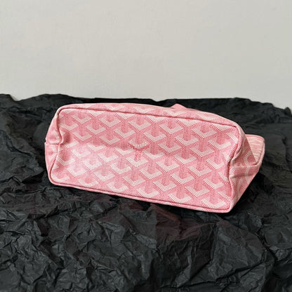 Mini sac Anjou 20 en cuir de veau rose pâle et toile Goyardine