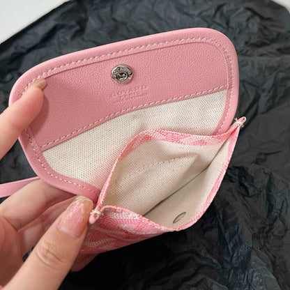 Mini sac Anjou 20 en cuir de veau rose pâle et toile Goyardine