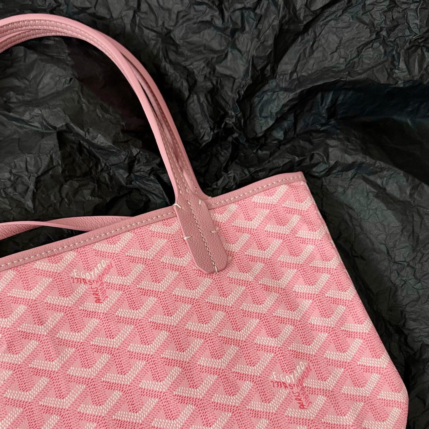 Mini sac Anjou 20 en cuir de veau rose pâle et toile Goyardine