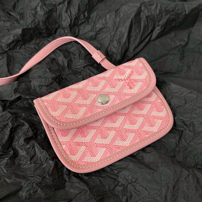 Mini sac Anjou 20 en cuir de veau rose pâle et toile Goyardine