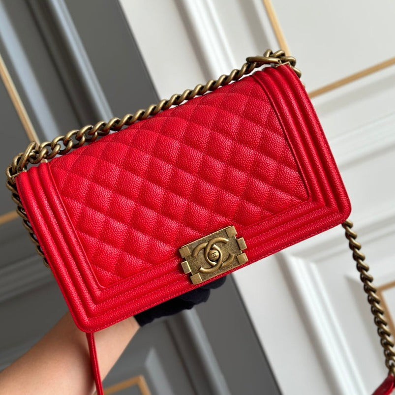 garçon moyen 25 rouge matelassé caviar antique ghw