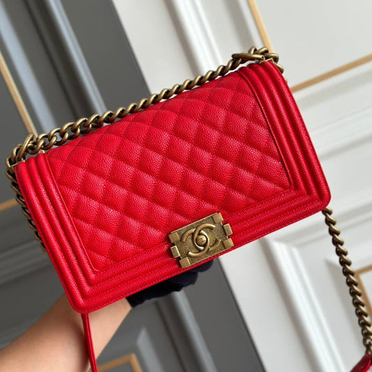garçon moyen 25 rouge matelassé caviar antique ghw