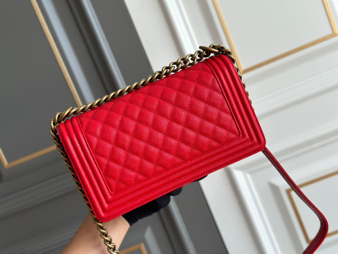 garçon moyen 25 rouge matelassé caviar antique ghw
