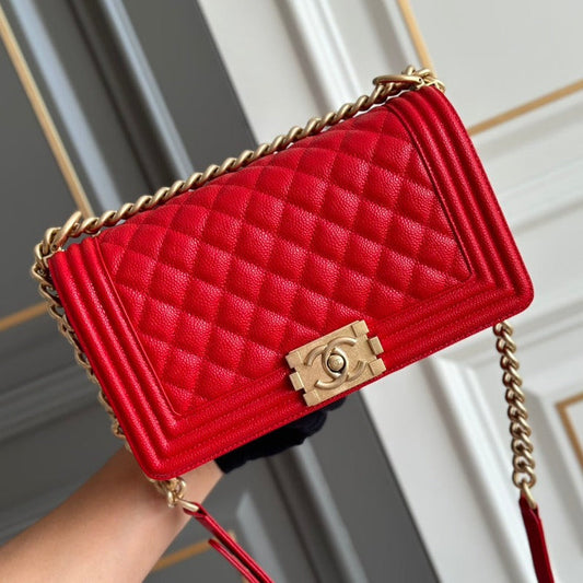 garçon moyen 25 caviar matelassé rouge vieilli ghw