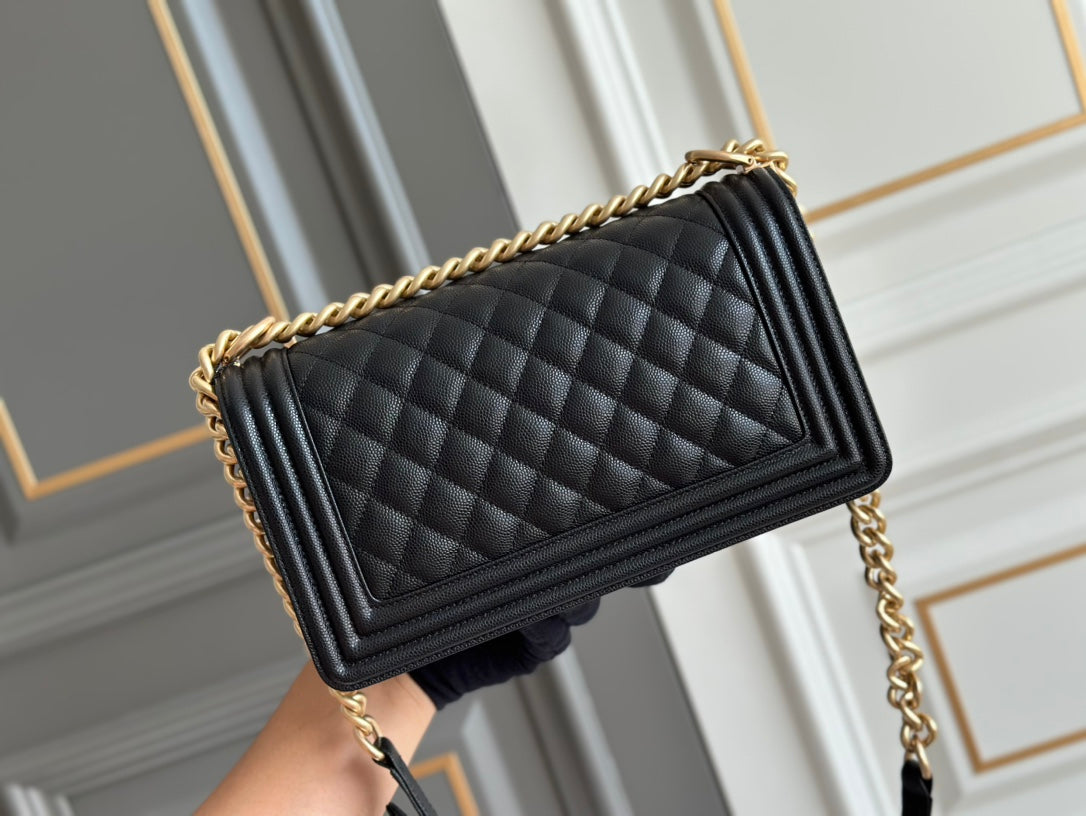 garçon moyen 25 noir matelassé caviar ghw