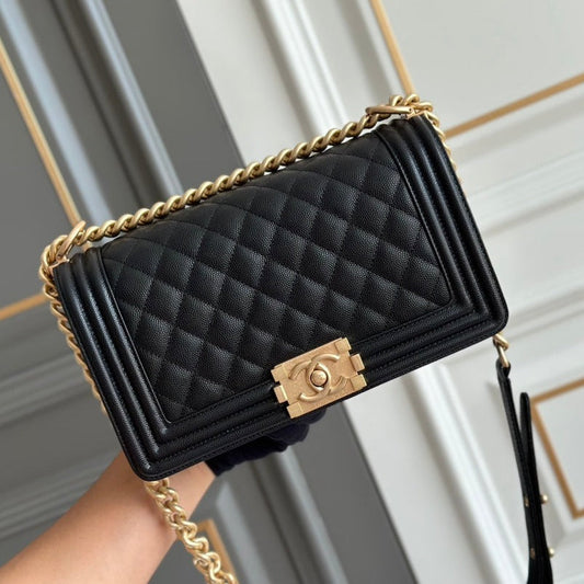 garçon moyen 25 noir matelassé caviar ghw