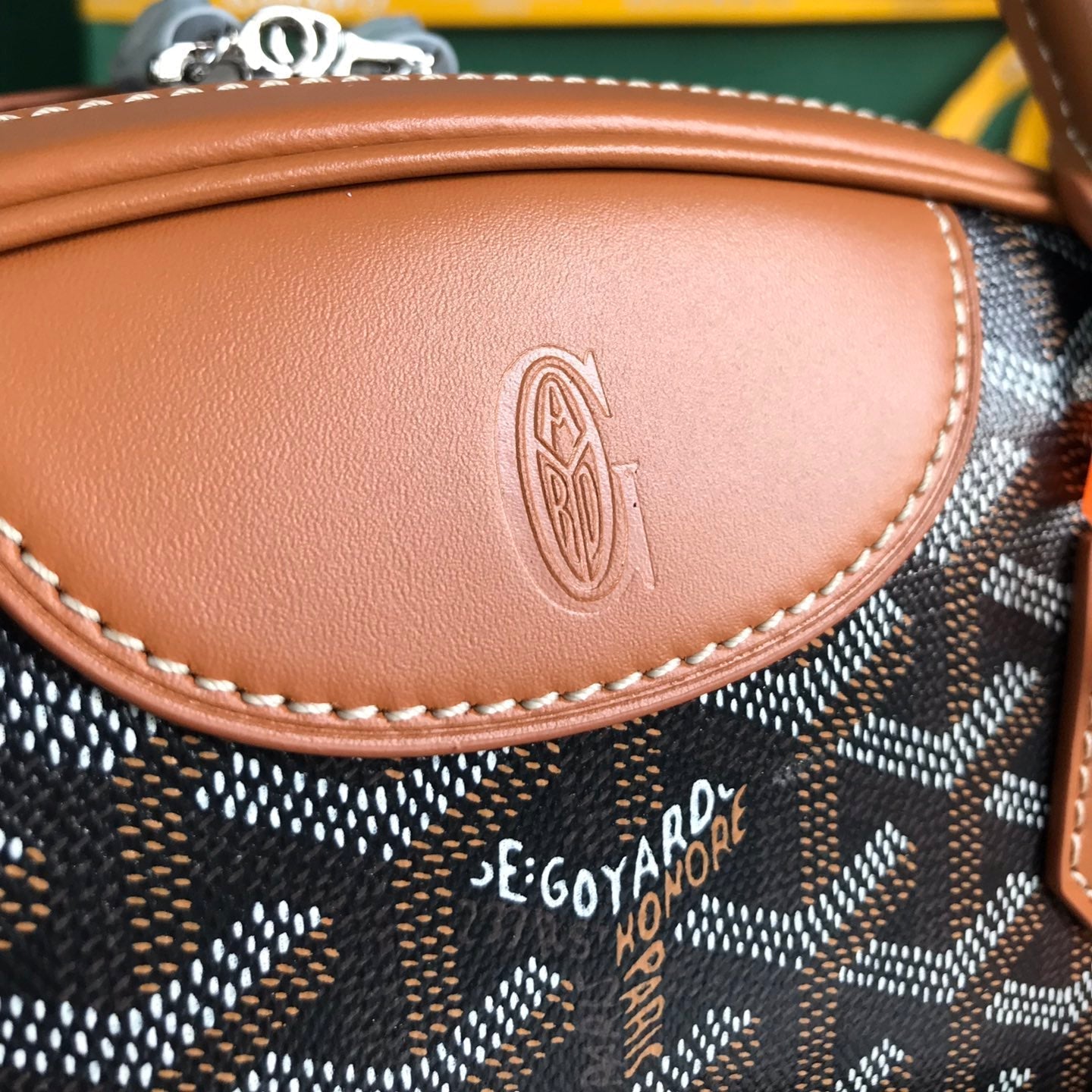サン・ジャンヌ バッグ 35 ブラウン ゴヤルディン キャンバス＆カーフスキン
