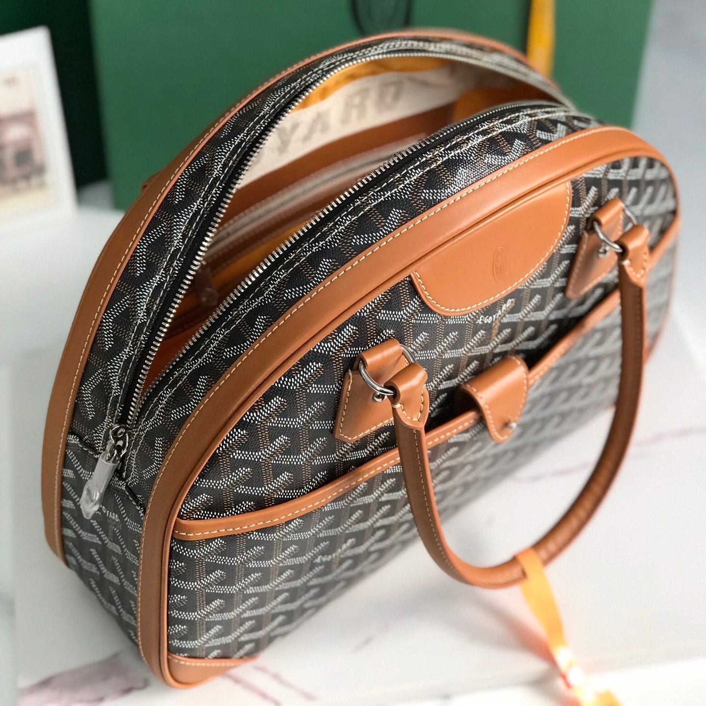 サン・ジャンヌ バッグ 35 ブラウン ゴヤルディン キャンバス＆カーフスキン