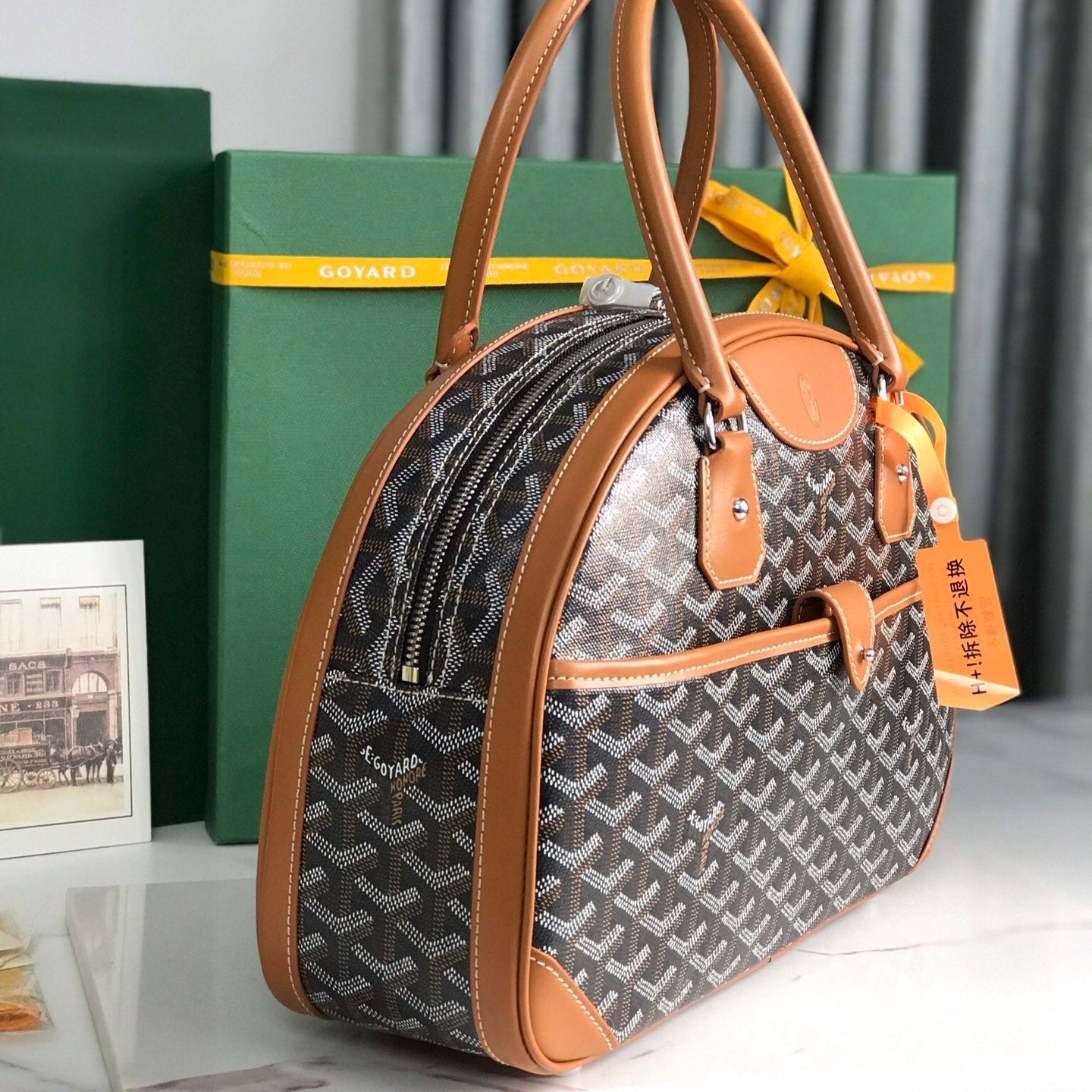 サン・ジャンヌ バッグ 35 ブラウン ゴヤルディン キャンバス＆カーフスキン