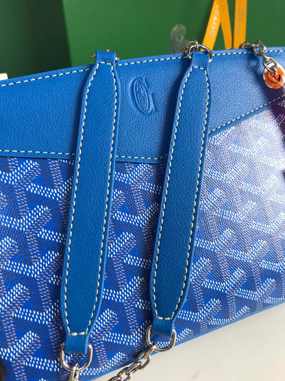 MINI SAC ROUETTE STRUCTURÉ 21 EN TOILE GOYARDINE BLEU SAPHIR ET CUIR DE VEAU