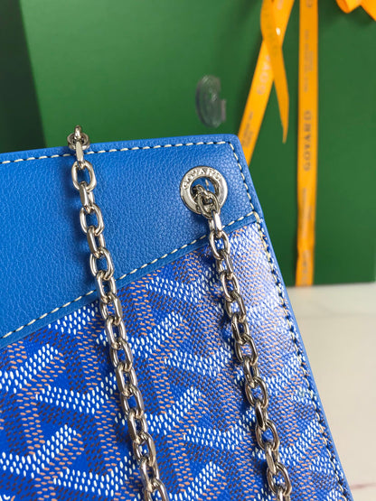 MINI SAC ROUETTE STRUCTURÉ 21 EN TOILE GOYARDINE BLEU SAPHIR ET CUIR DE VEAU