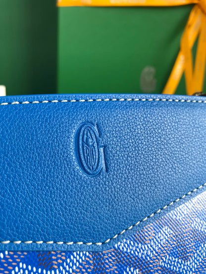 MINI SAC ROUETTE STRUCTURÉ 21 EN TOILE GOYARDINE BLEU SAPHIR ET CUIR DE VEAU