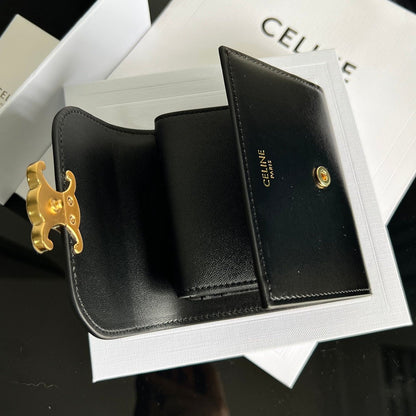 PORTEFEUILLE TRIOMPHE 10 EN CUIR DE VEAU NOIR