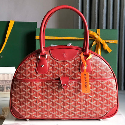 サン・ジャンヌ バッグ 35 レッド ゴヤルディン キャンバス＆カーフスキン