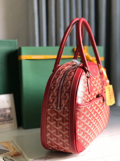 サン・ジャンヌ バッグ 35 レッド ゴヤルディン キャンバス＆カーフスキン