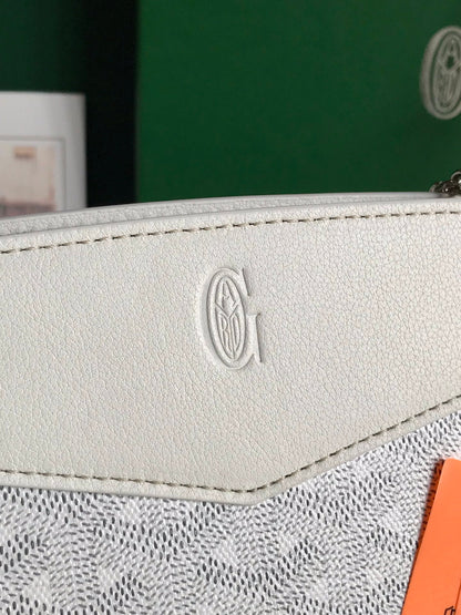 MINI SAC ROUETTE STRUCTURÉ 21 EN TOILE GOYARDINE BLANCHE ET CUIR DE VEAU