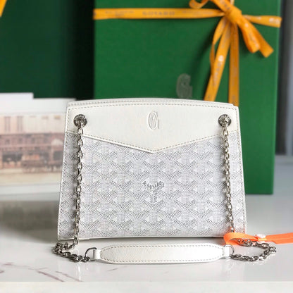 MINI SAC ROUETTE STRUCTURÉ 21 EN TOILE GOYARDINE BLANCHE ET CUIR DE VEAU