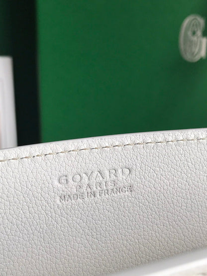 MINI SAC ROUETTE STRUCTURÉ 21 EN TOILE GOYARDINE BLANCHE ET CUIR DE VEAU