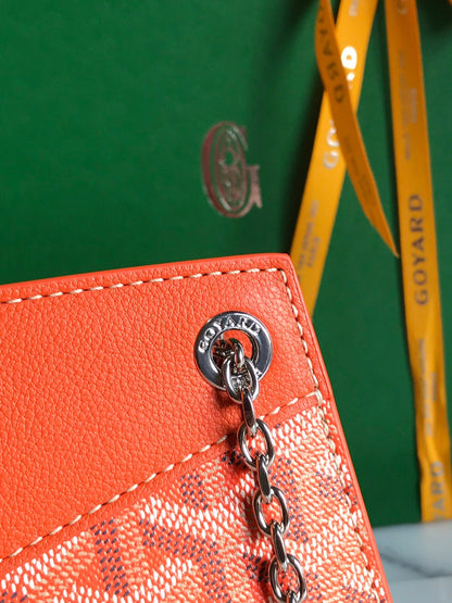 MINI SAC ROUETTE STRUCTURÉ 21 EN TOILE GOYARDINE ORANGE ET CUIR DE VEAU