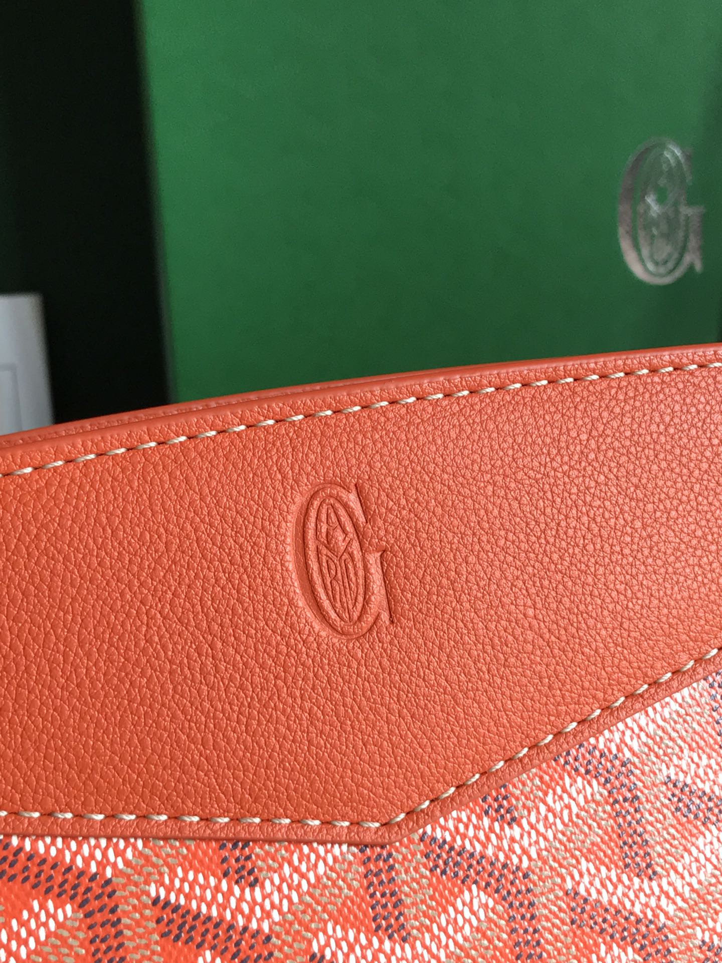 MINI SAC ROUETTE STRUCTURÉ 21 EN TOILE GOYARDINE ORANGE ET CUIR DE VEAU