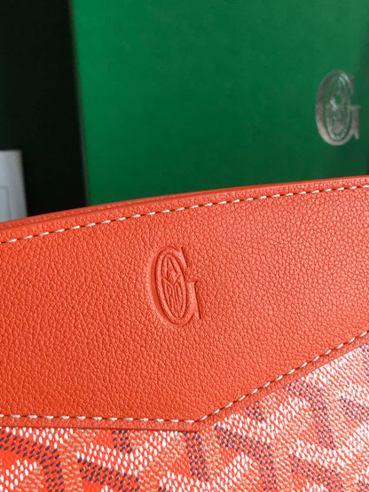 MINI SAC ROUETTE STRUCTURÉ 21 EN TOILE GOYARDINE ORANGE ET CUIR DE VEAU
