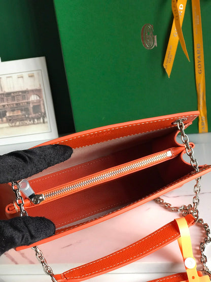 MINI SAC ROUETTE STRUCTURÉ 21 EN TOILE GOYARDINE ORANGE ET CUIR DE VEAU